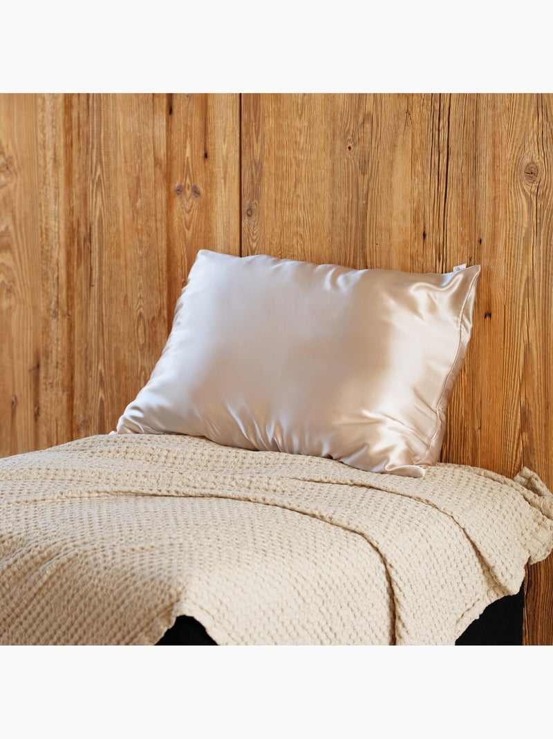 Funda de almohada de seda antiencrespamiento y antiedad Beige - Kiabi