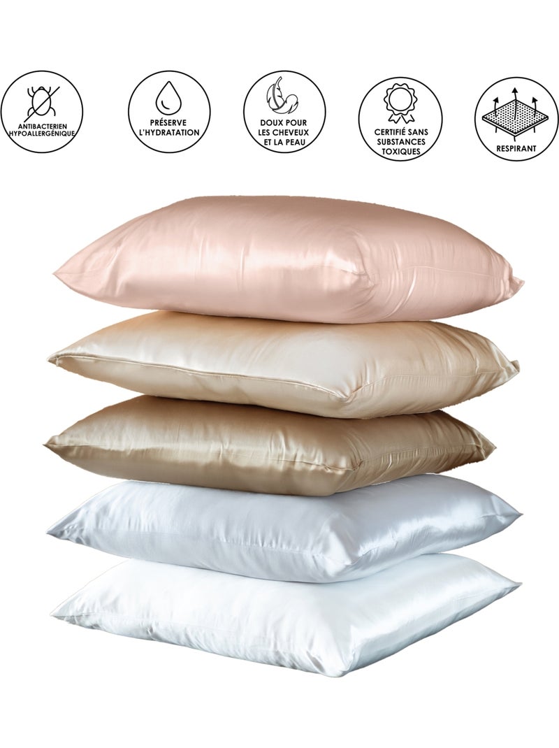 Funda de almohada de seda antiencrespamiento y antiedad Blanco - Kiabi