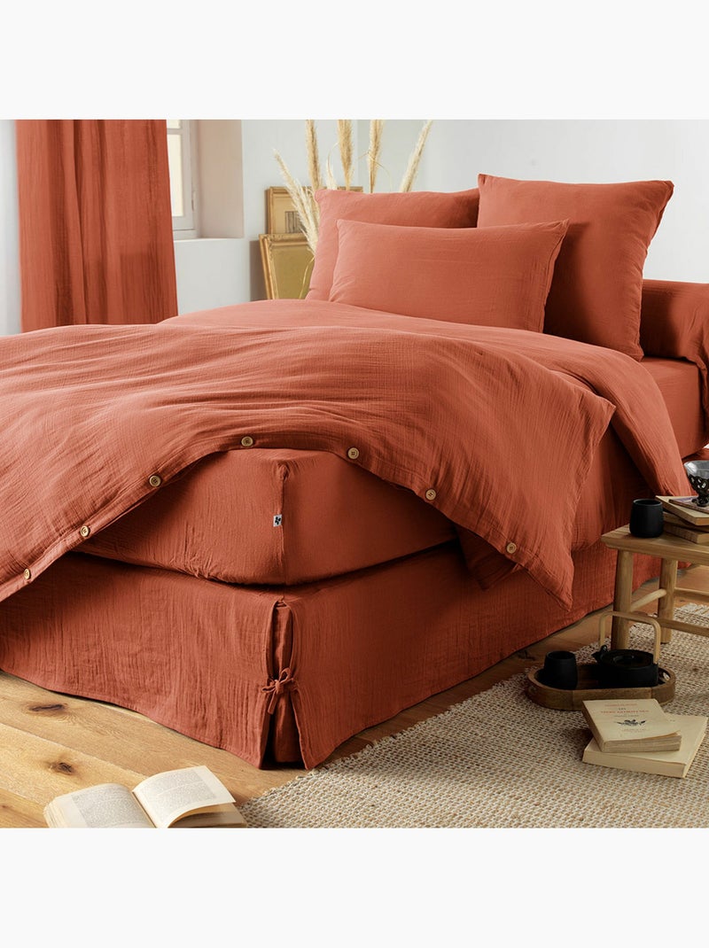 Funda de almohada – doble gasa de algodón – gaïa minuit Terracota - Kiabi
