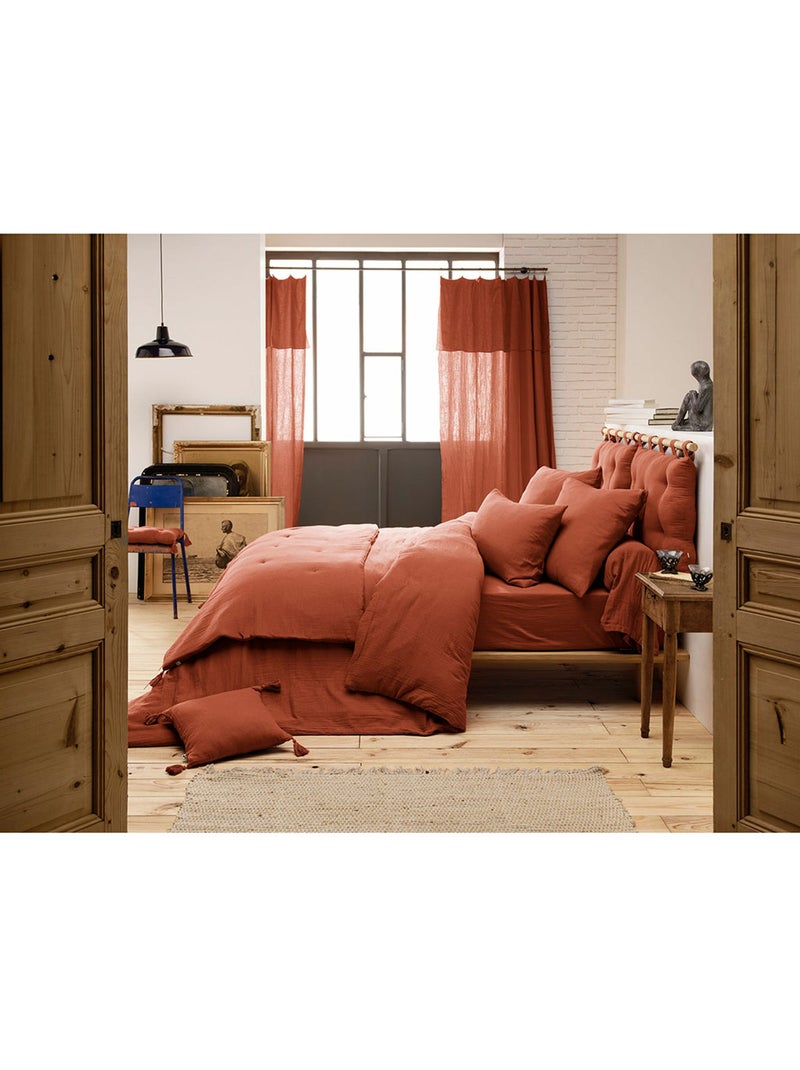 Funda de almohada – doble gasa de algodón – gaïa minuit Terracota - Kiabi