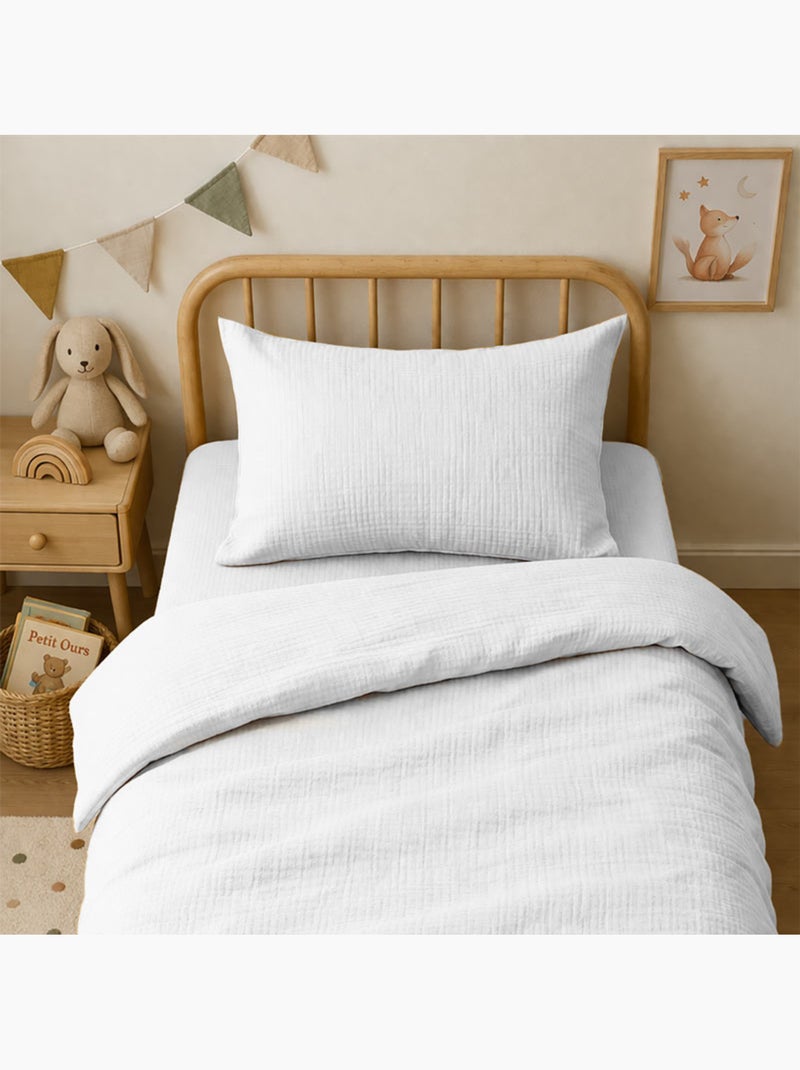 Funda de Almohada en Muselina de Algodón Orgánico Blanco Blanco - Kiabi