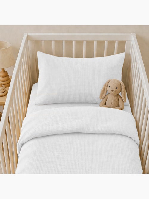 Funda de Almohada en Muselina de Algodón Orgánico Blanco - Kiabi