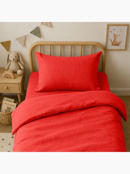 Funda de Almohada en Muselina de Algodón Orgánico Fresa - Kiabi