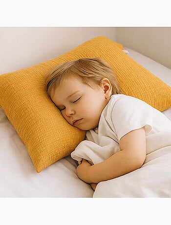 Funda de Almohada en Muselina de Algodón Orgánico Miel