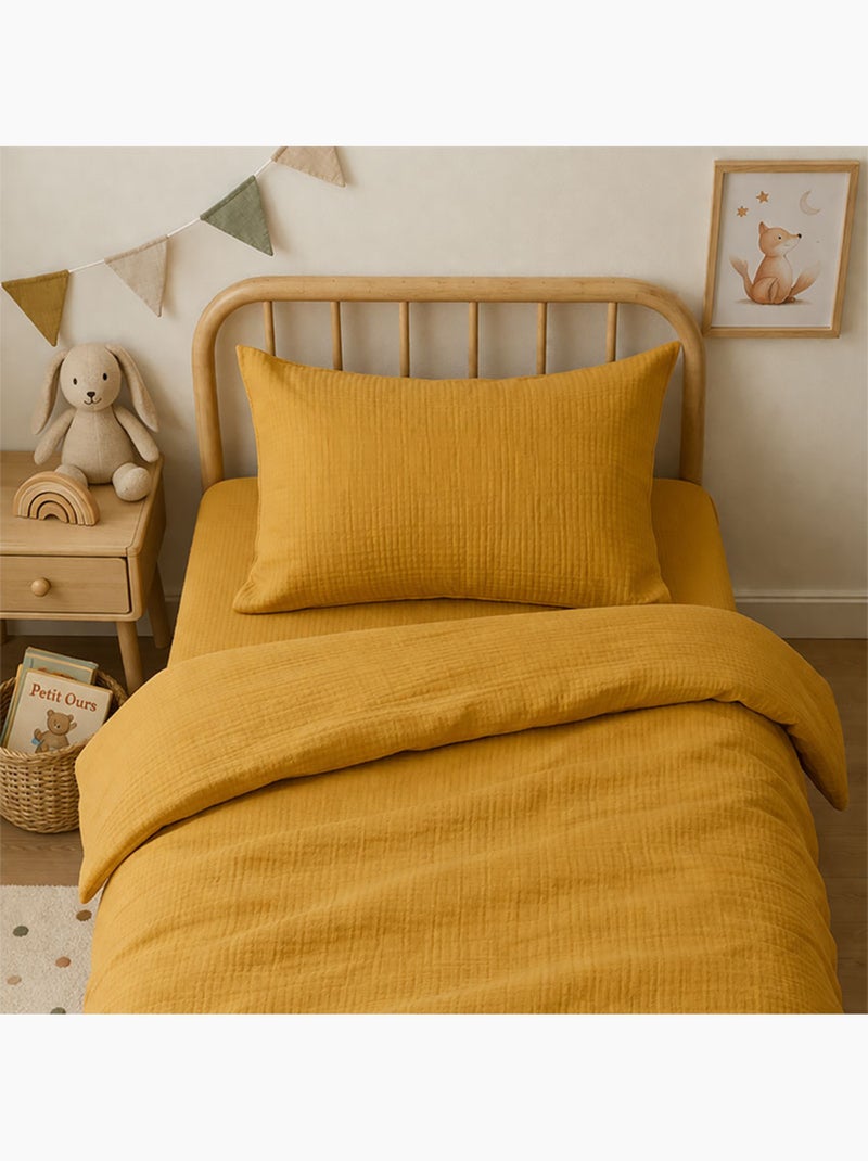 Funda de Almohada en Muselina de Algodón Orgánico Miel Beige - Kiabi