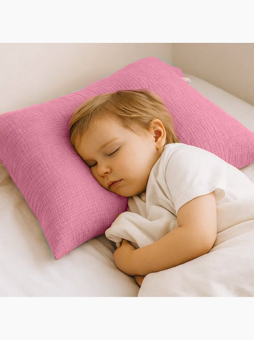Funda de Almohada en Muselina de Algodón Orgánico Rosa - Kiabi