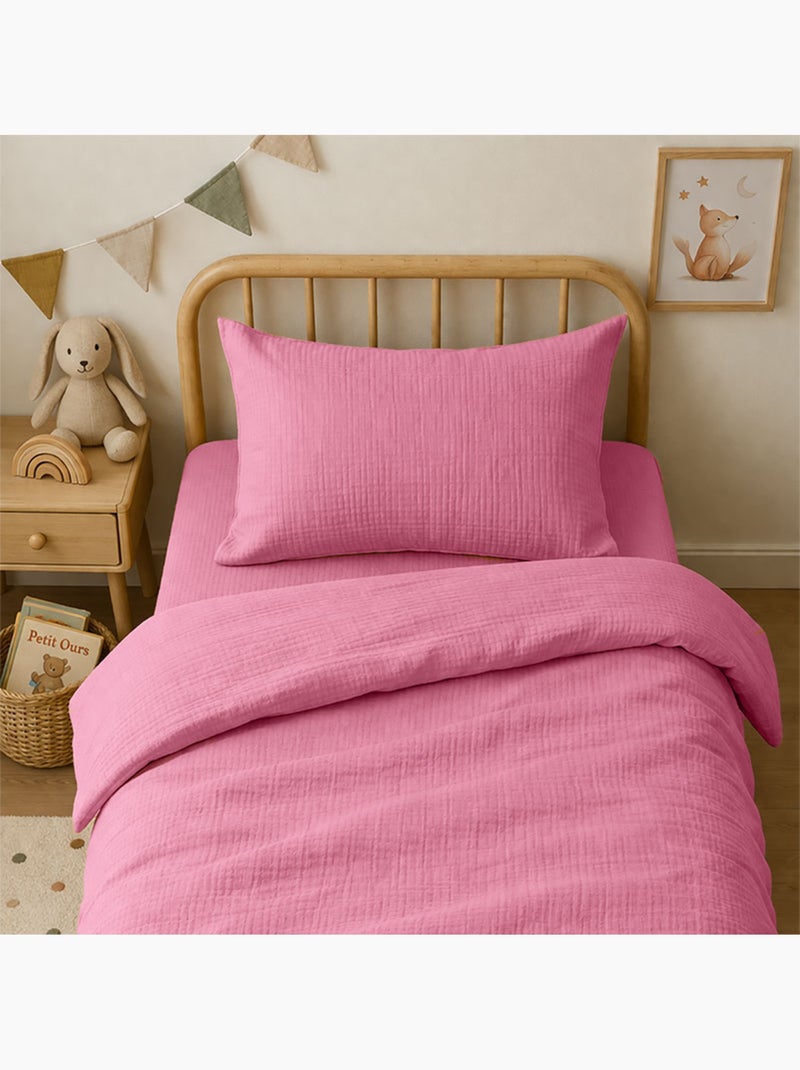 Funda de Almohada en Muselina de Algodón Orgánico Rosa Rosa - Kiabi
