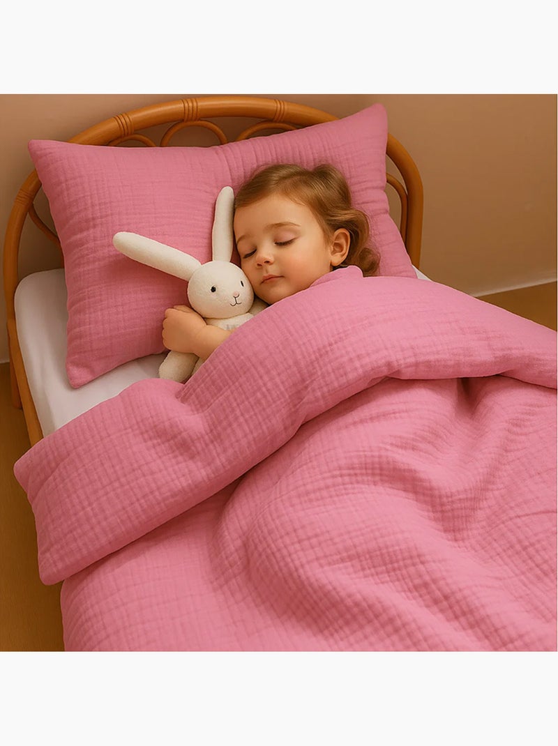 Funda de Almohada en Muselina de Algodón Orgánico Rosa Rosa - Kiabi