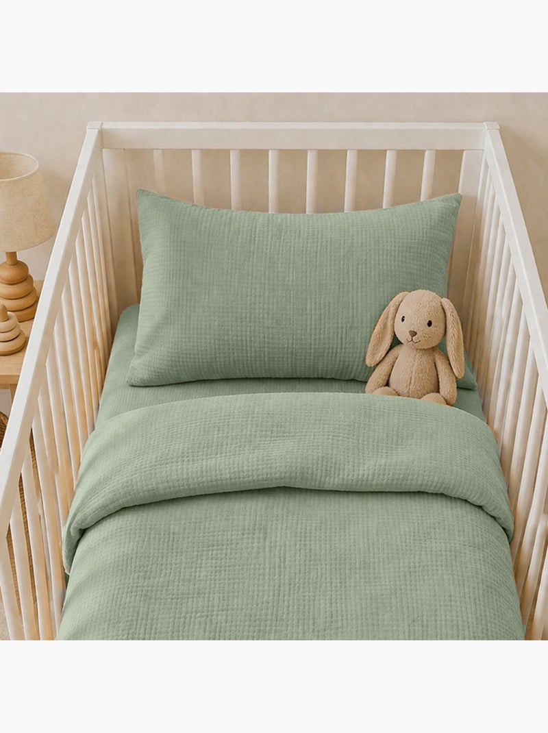 Funda de Almohada en Muselina de Algodón Orgánico Verde Verde - Kiabi