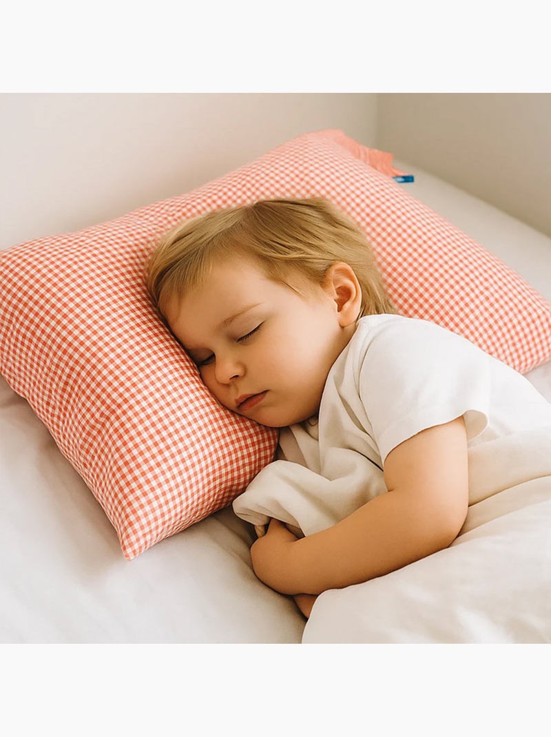 Funda de Almohada en Muselina de Algodón Orgánico Vichy Naranja - Kiabi