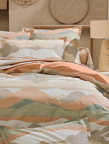 Funda de almohada en percal de algodón con paisaje abstracto