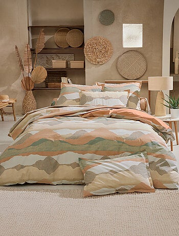 Funda de almohada en percal de algodón con paisaje abstracto