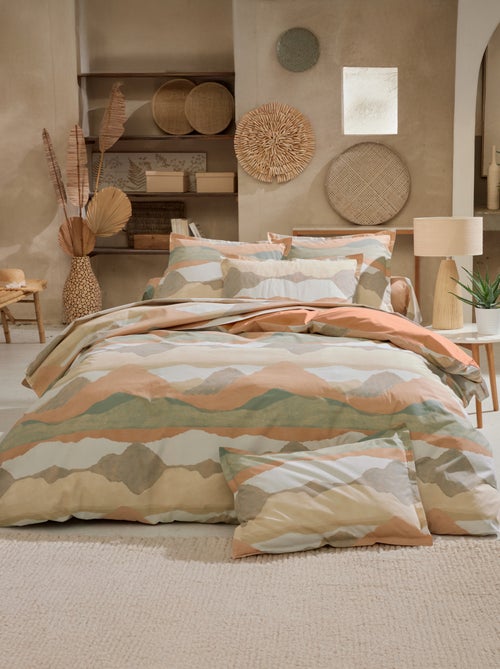 Funda de almohada en percal de algodón con paisaje abstracto - Kiabi