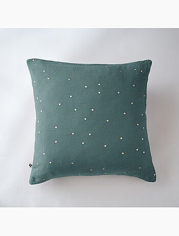Funda de almohada – gasa de algodón bordada hilo oro – gaïa chic