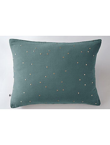 Funda de almohada – gasa de algodón bordada hilo oro – gaïa chic