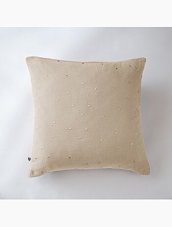 Funda de almohada – gasa de algodón bordada hilo oro – gaïa chic
