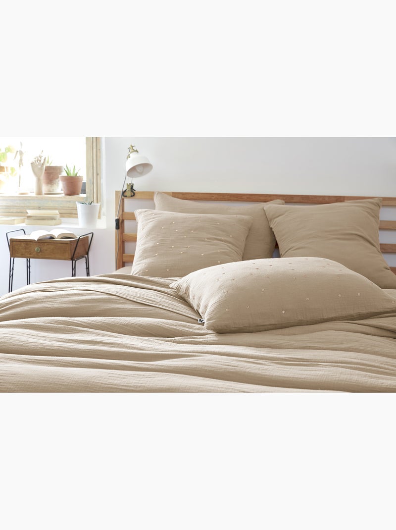 Funda de almohada – gasa de algodón bordada hilo oro – gaïa chic Beige Cordel - Kiabi