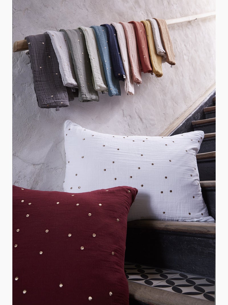 Funda de almohada – gasa de algodón bordada hilo oro – gaïa chic Beige Cordel - Kiabi