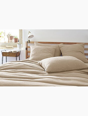 Funda de almohada – gasa de algodón bordada hilo oro – gaïa chic
