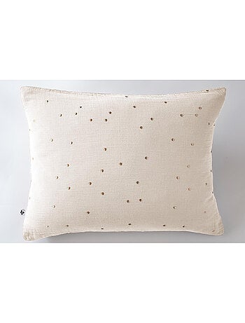 Funda de almohada – gasa de algodón bordada hilo oro – gaïa chic