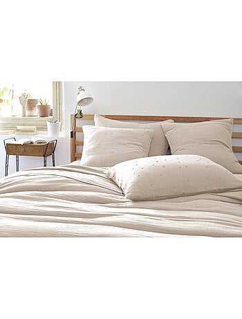 Funda de almohada – gasa de algodón bordada hilo oro – gaïa chic