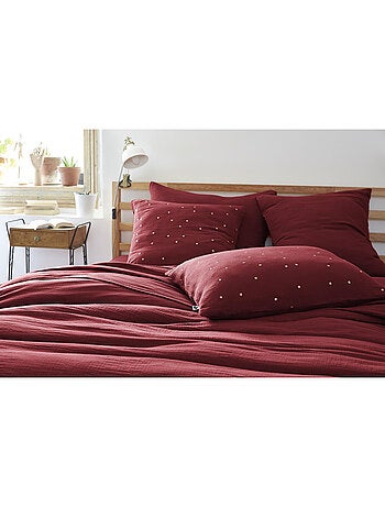 Funda de almohada – gasa de algodón bordada hilo oro – gaïa chic