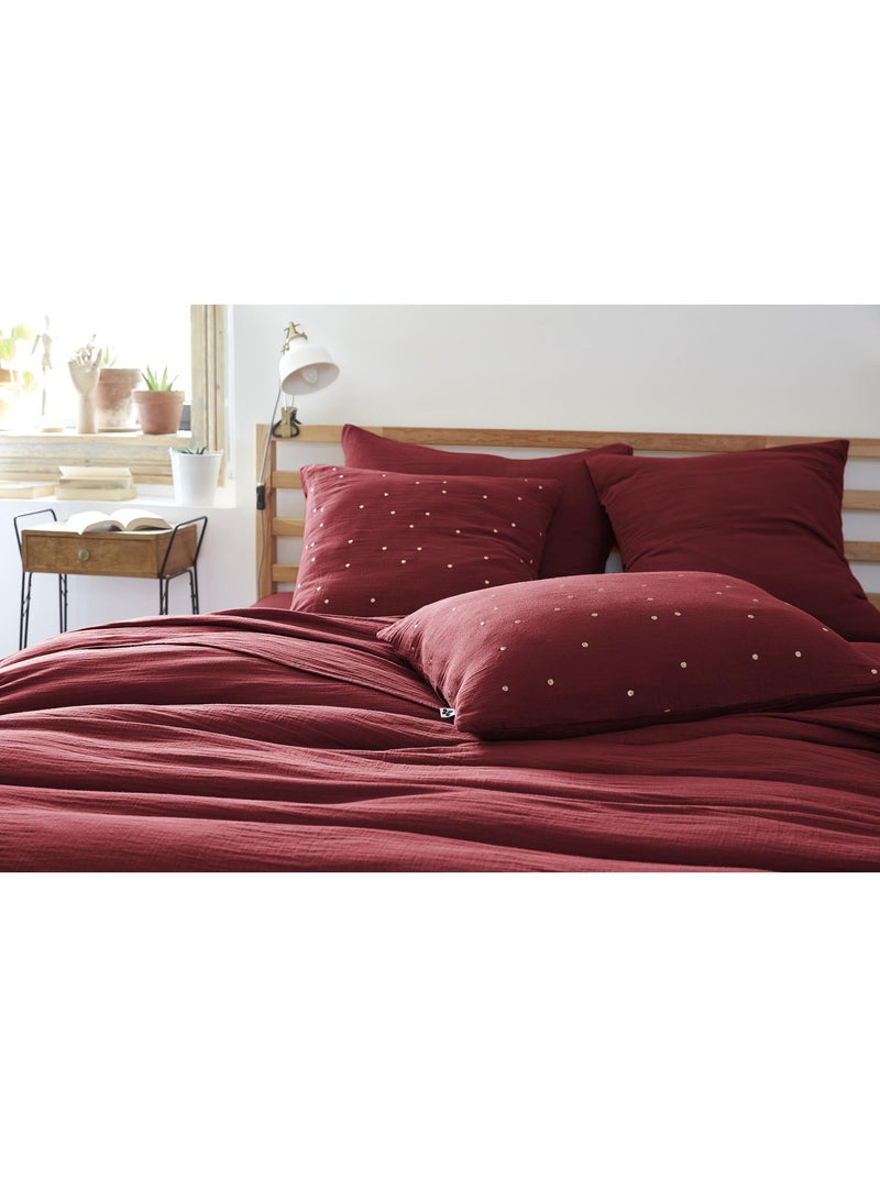 Funda de almohada – gasa de algodón bordada hilo oro – gaïa chic Burdeos - Kiabi