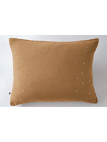 Funda de almohada – gasa de algodón bordada hilo oro – gaïa chic