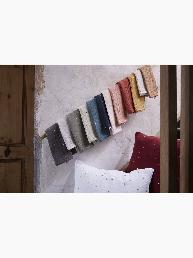 Funda de almohada – gasa de algodón bordada hilo oro – gaïa chic Camel - Kiabi