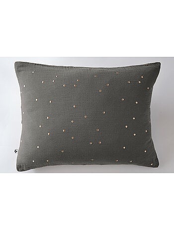 Funda de almohada – gasa de algodón bordada hilo oro – gaïa chic