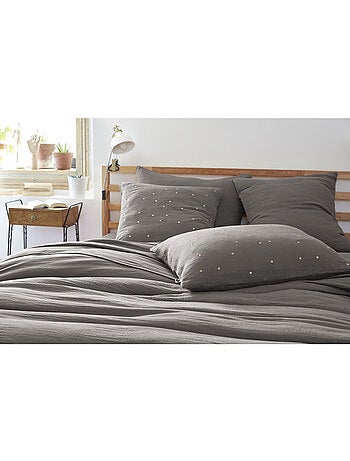 Funda de almohada – gasa de algodón bordada hilo oro – gaïa chic