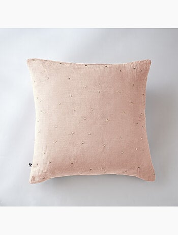 Funda de almohada – gasa de algodón bordada hilo oro – gaïa chic