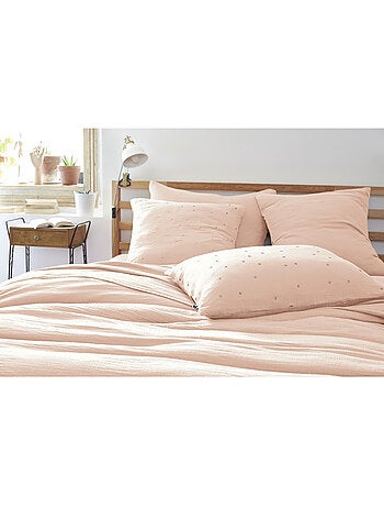 Funda de almohada – gasa de algodón bordada hilo oro – gaïa chic