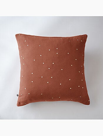 Funda de almohada – gasa de algodón bordada hilo oro – gaïa chic