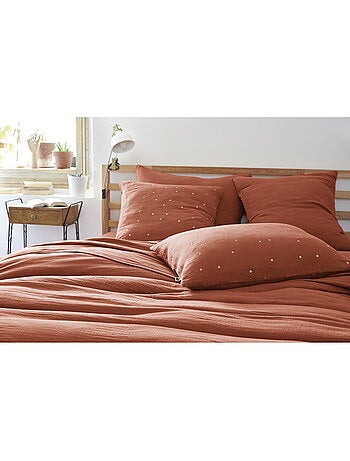 Funda de almohada – gasa de algodón bordada hilo oro – gaïa chic