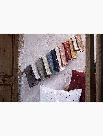 Funda de almohada – gasa de algodón bordada hilo oro – gaïa chic