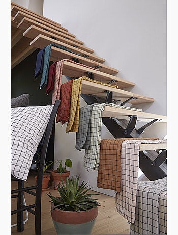 Funda de almohada – gasa de algodón tejida – cuadros pequeños - gaïa mix