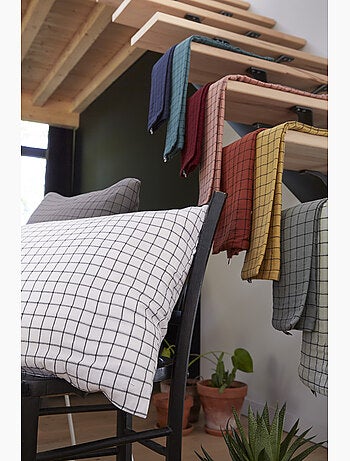 Funda de almohada – gasa de algodón tejida – cuadros pequeños - gaïa mix