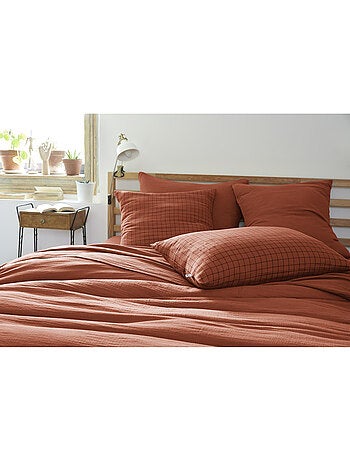 Funda de almohada – gasa de algodón tejida – cuadros pequeños - gaïa mix