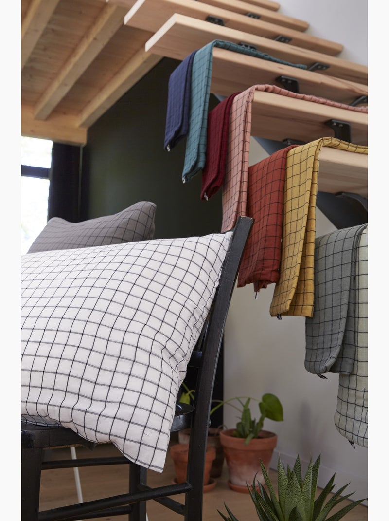 Funda de almohada – gasa de algodón tejida – cuadros pequeños - gaïa mix Terracota - Kiabi