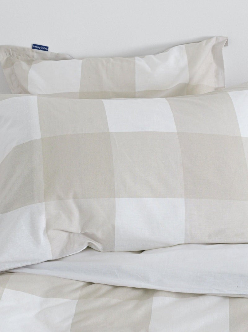 Funda de almohada Gingham "Happyfriday" Beige - Kiabi