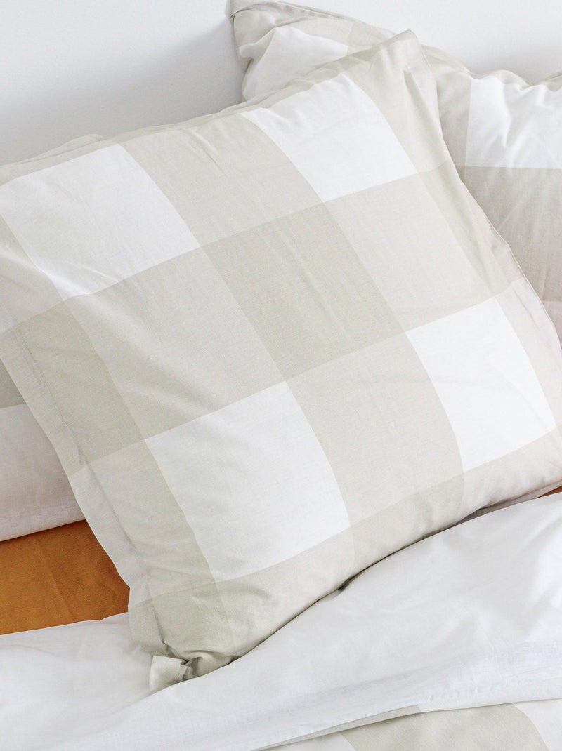 Funda de almohada Gingham "Happyfriday" Beige - Kiabi