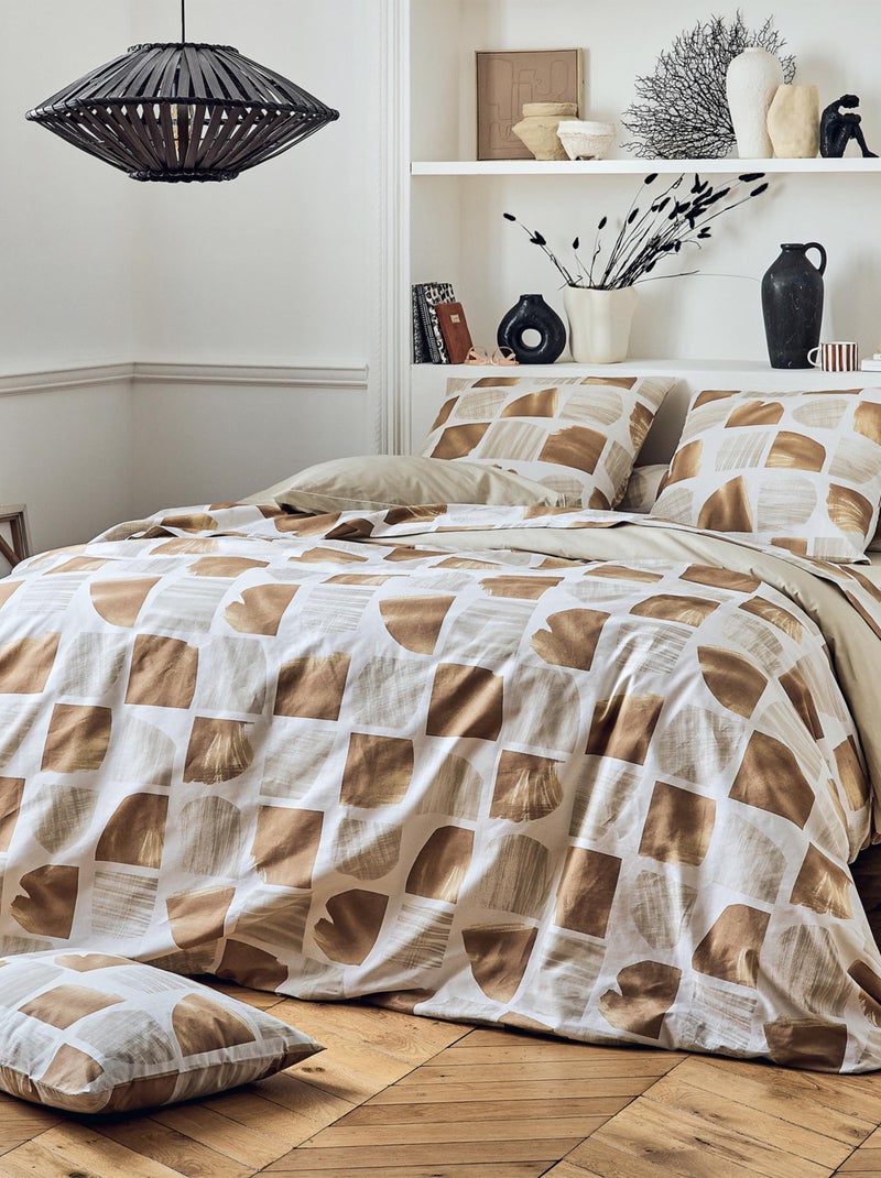 Funda de almohada gráfica de algodón Marrón claro - Kiabi