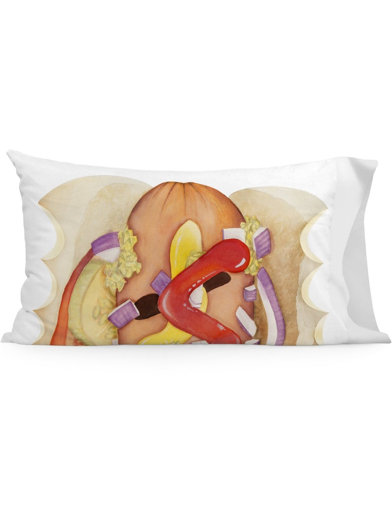 Funda de almohada Hotdog "Happyfriday" Amarillo - Kiabi