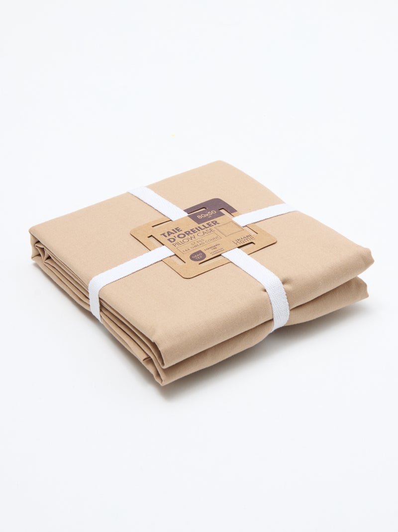 Funda de almohada lisa - 50 x 80 cm aproximadamente Beige - Kiabi