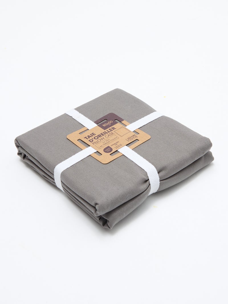 Funda de almohada lisa - 50 x 80 cm Gris - Kiabi