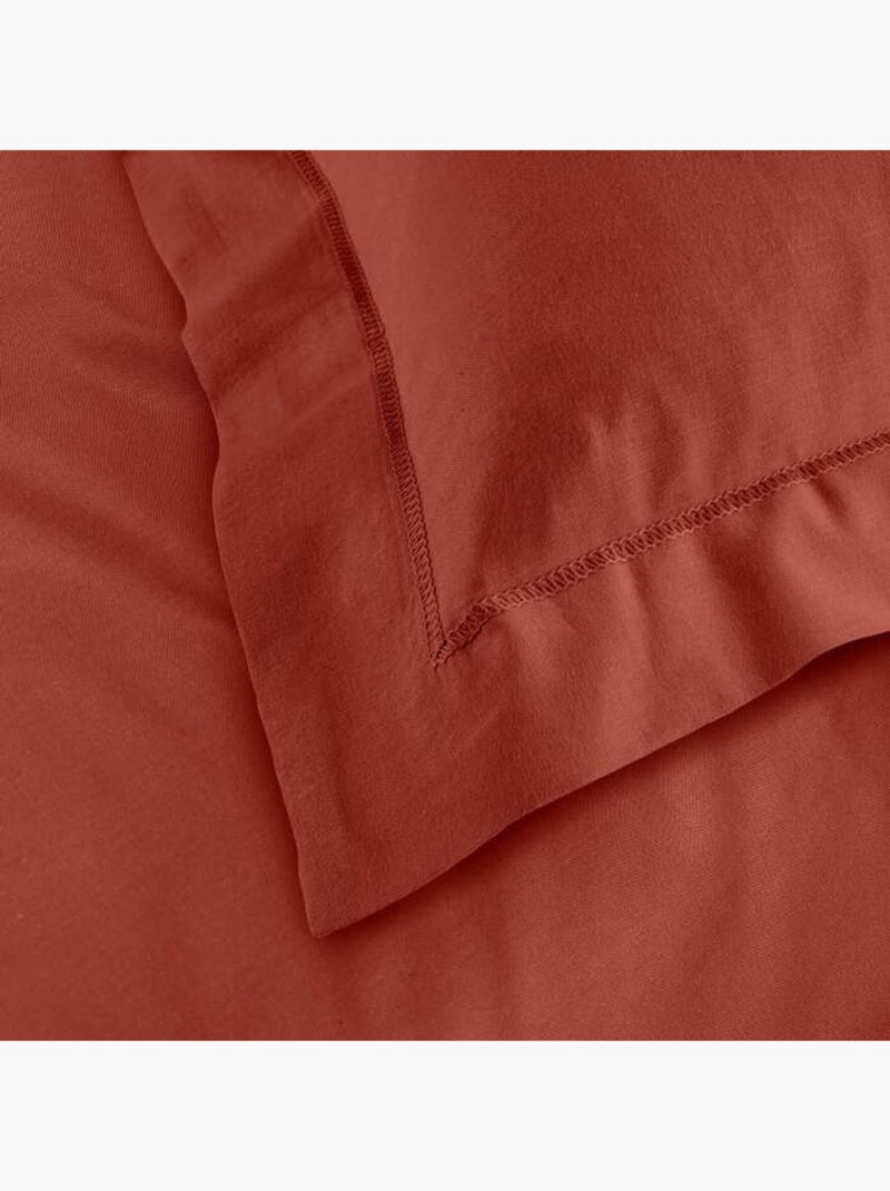 Funda de almohada lisa 57 hilos lina Terracota - Kiabi