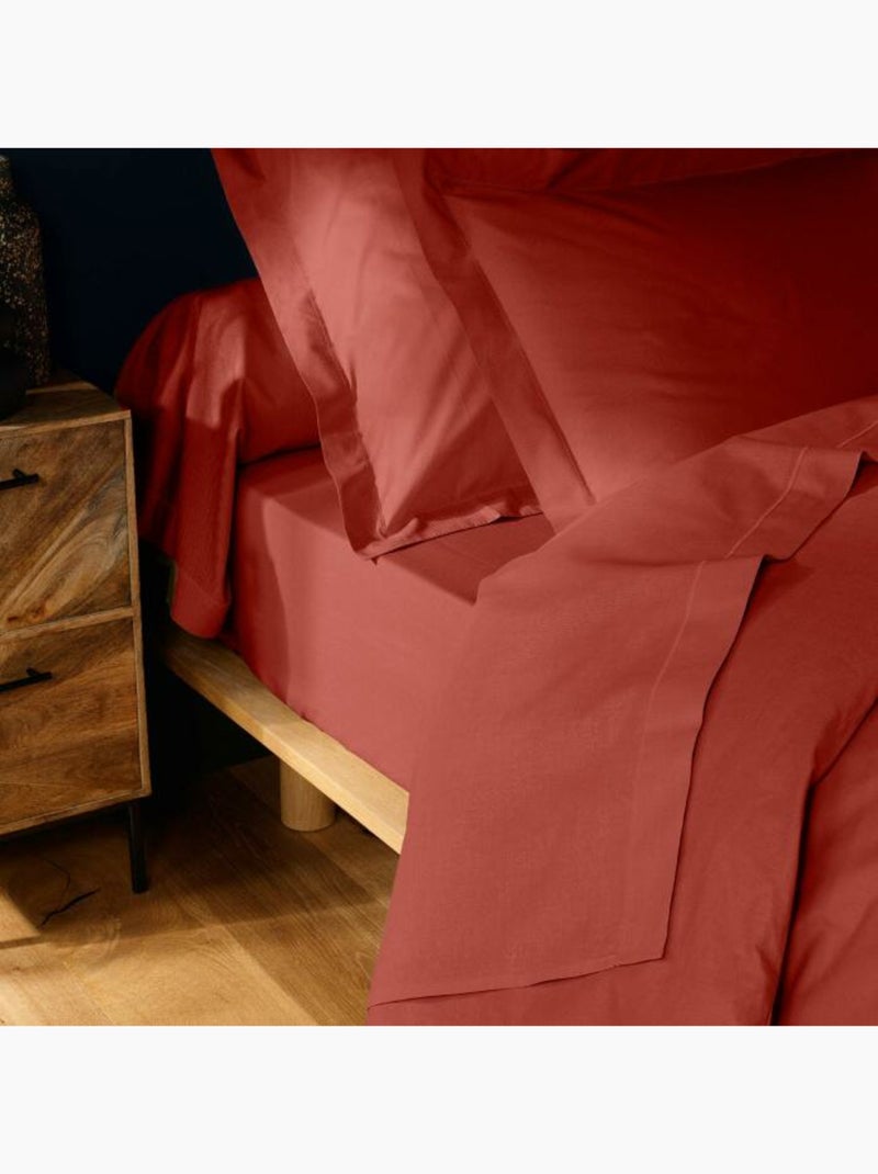 Funda de almohada lisa 57 hilos lina Terracota - Kiabi