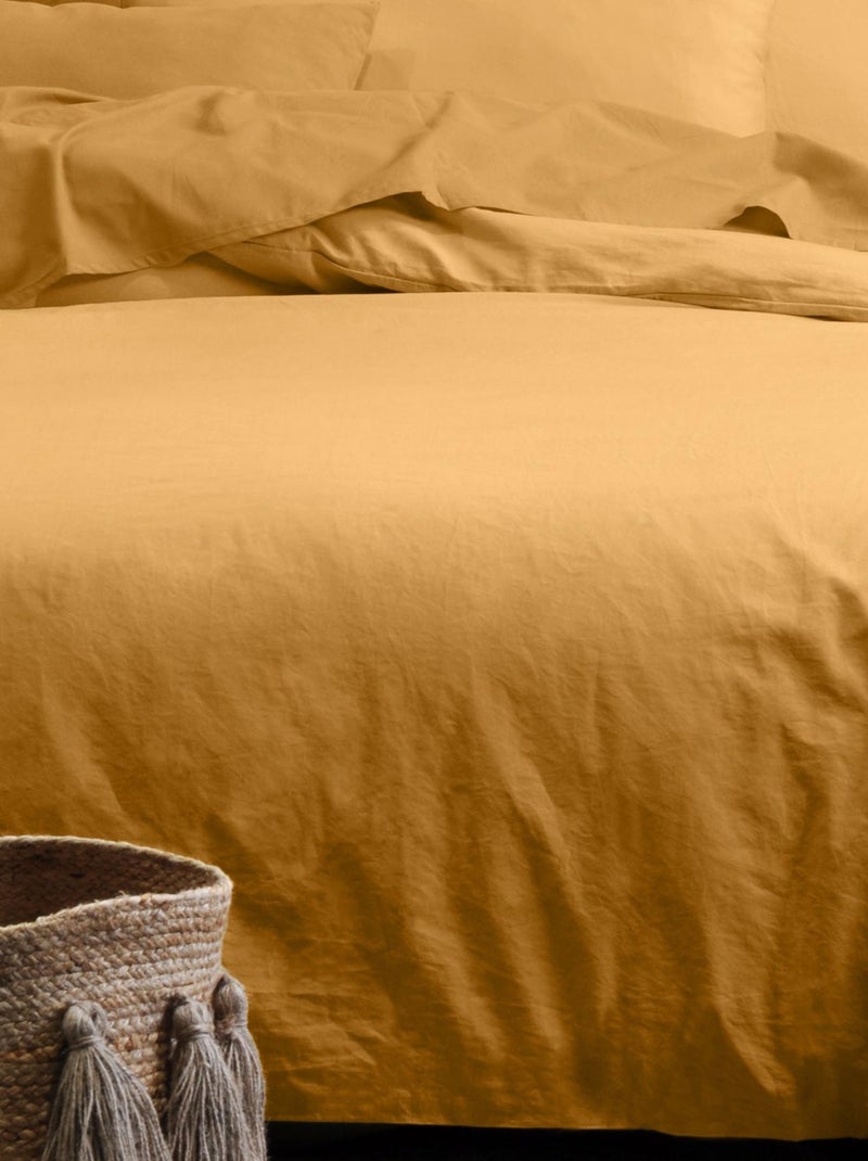 Funda de almohada lisa de algodón ecológico Amarillo - Kiabi