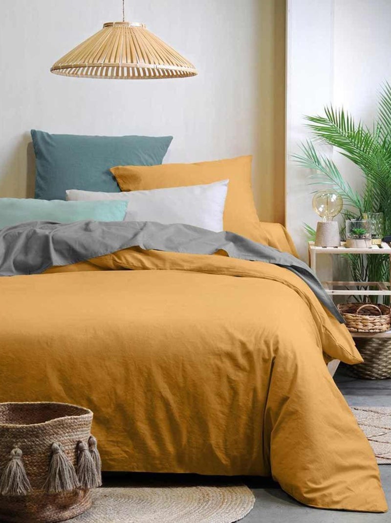 Funda de almohada lisa de algodón ecológico Amarillo - Kiabi